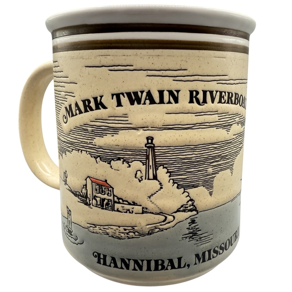 Mark Twain Riverboat Hannibal Missouri Embossed Ceramic Coffee Mug